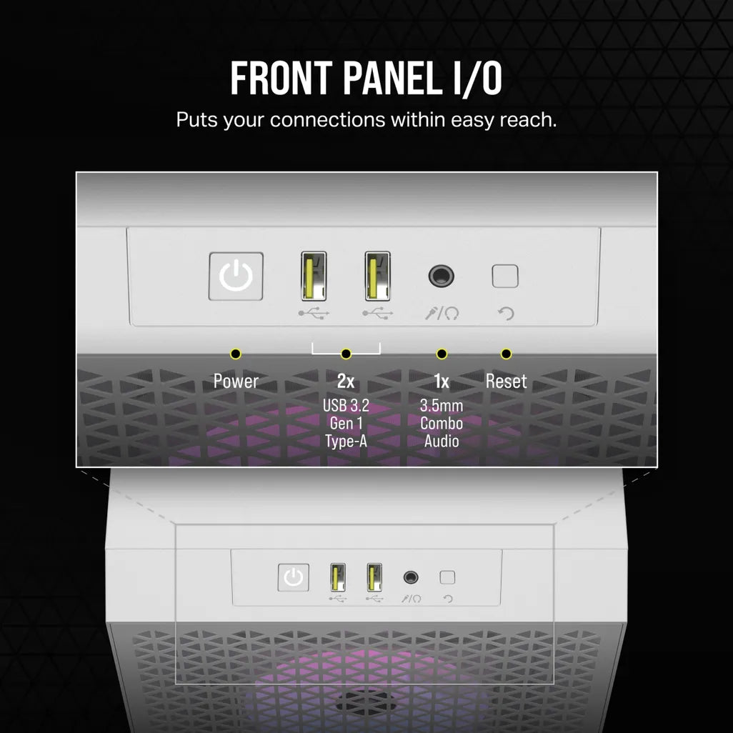 GUNMANSA 3000D RGB AIRFLOW White Mid-Tower PC Case; 2x 3.5'' |  2x 2.5'' Drive Bays; Up to 360mm Radiator compatible; 3x 120mm fan incl