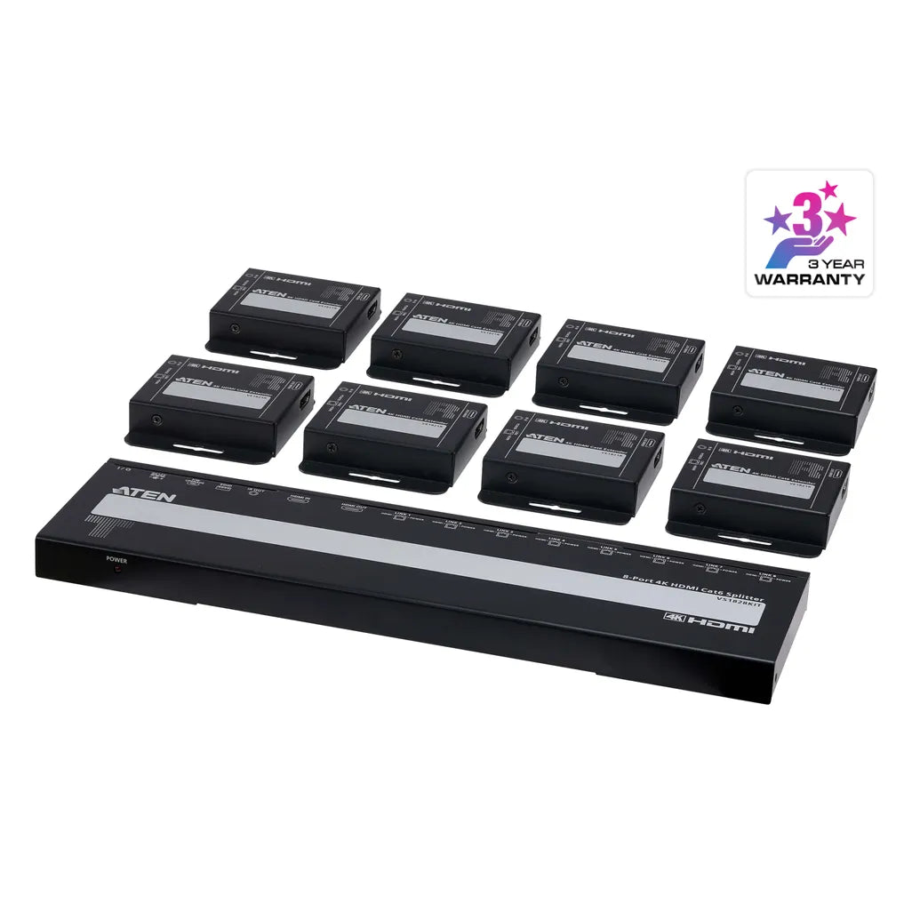 GUNMANSA 4-Port 4K HDMI Cat 6 Splitter with Receivers - 1 splitter and 8 receivers