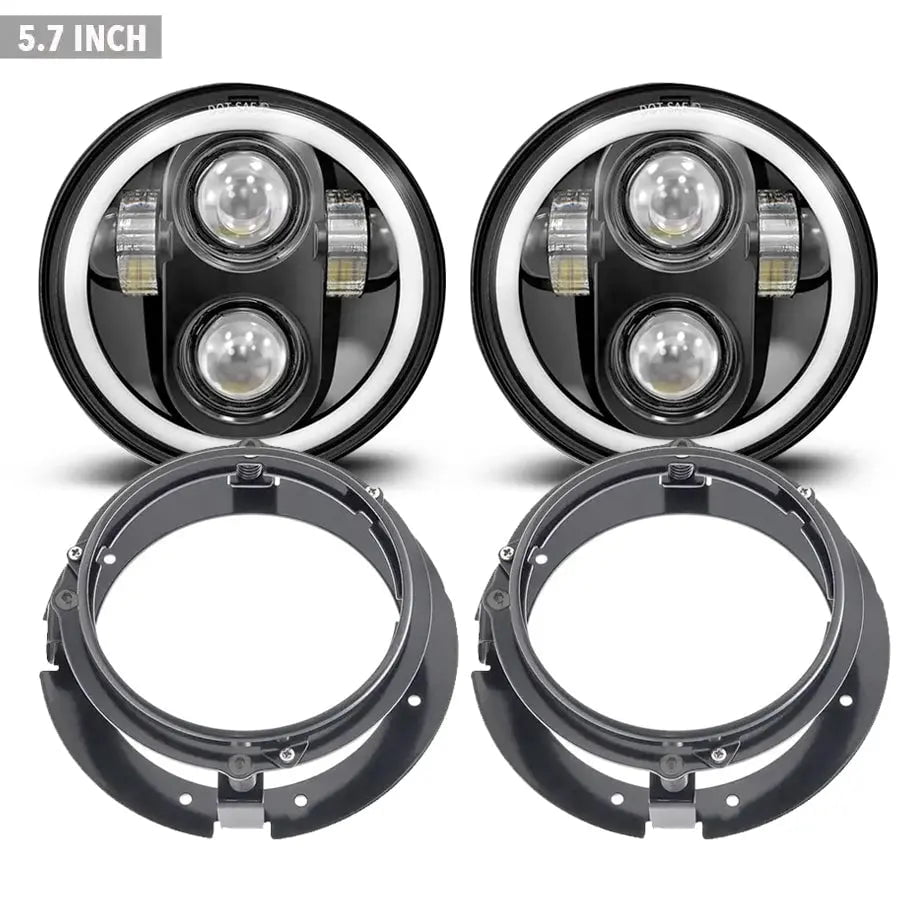 GUNMANSA 5.7 Inch Universal Jeep Style LED Headlights Plus Mounting Bracket (4-Piece)