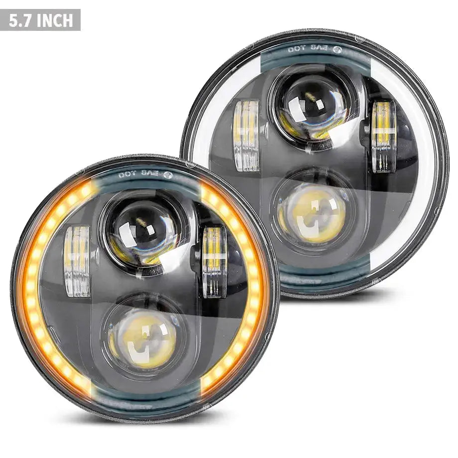 GUNMANSA 5.7 Inch Universal Jeep Style LED Headlights Plus Mounting Bracket (4-Piece)