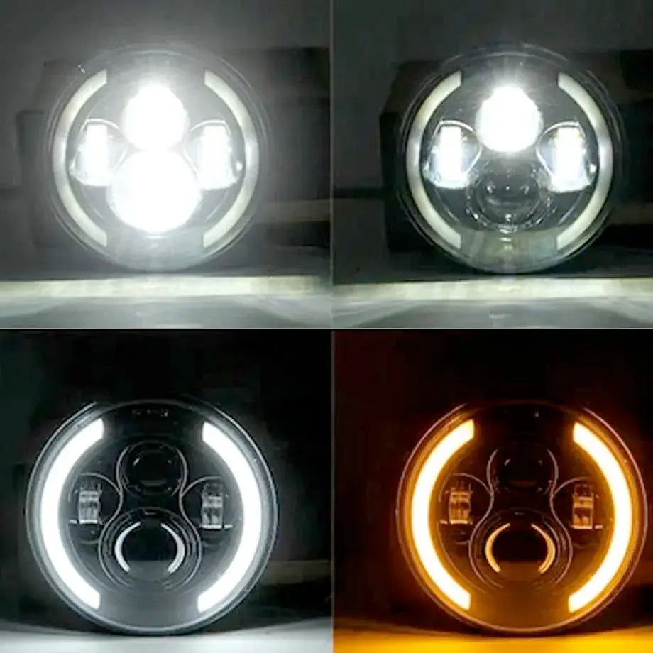 GUNMANSA 5.7 Inch Universal Jeep Style LED Headlights Plus Mounting Bracket (4-Piece)