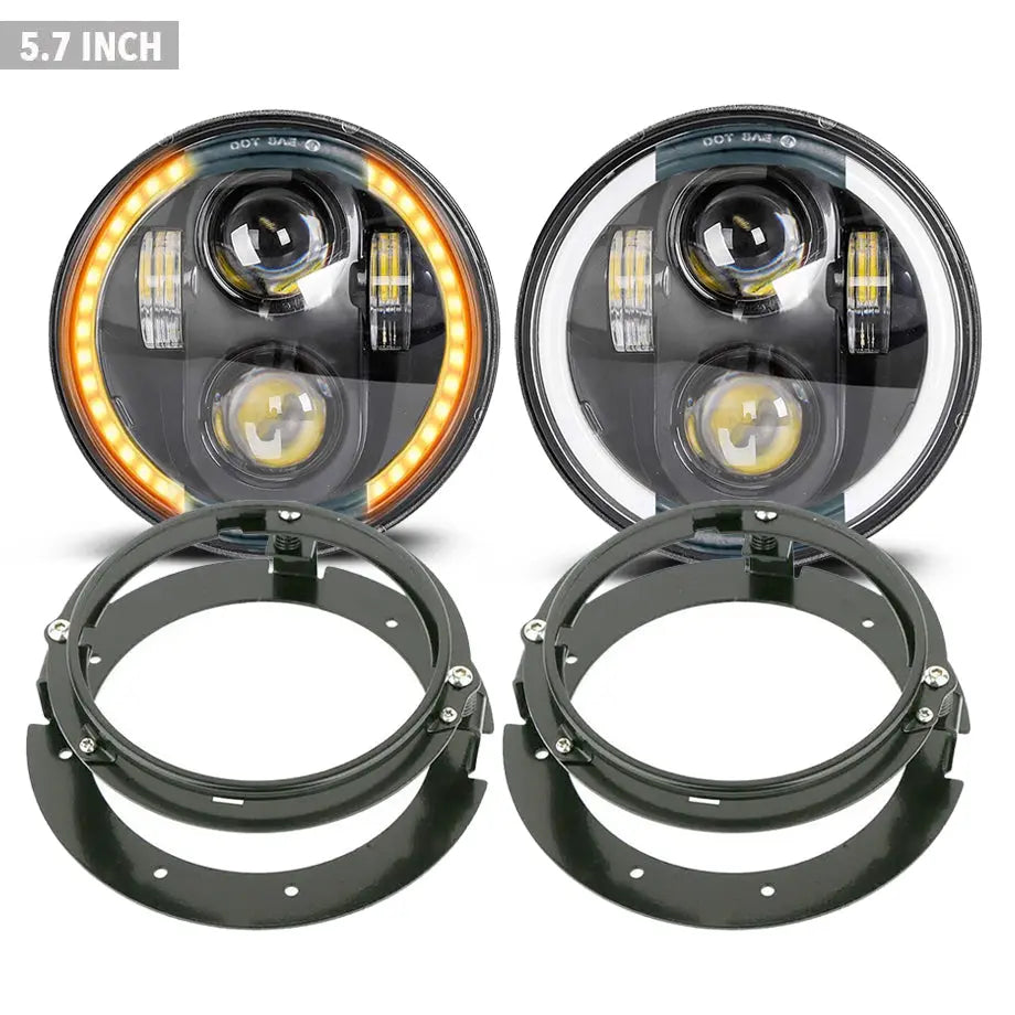 GUNMANSA 5.7 Inch Universal Jeep Style LED Headlights Plus Mounting Bracket (4-Piece)