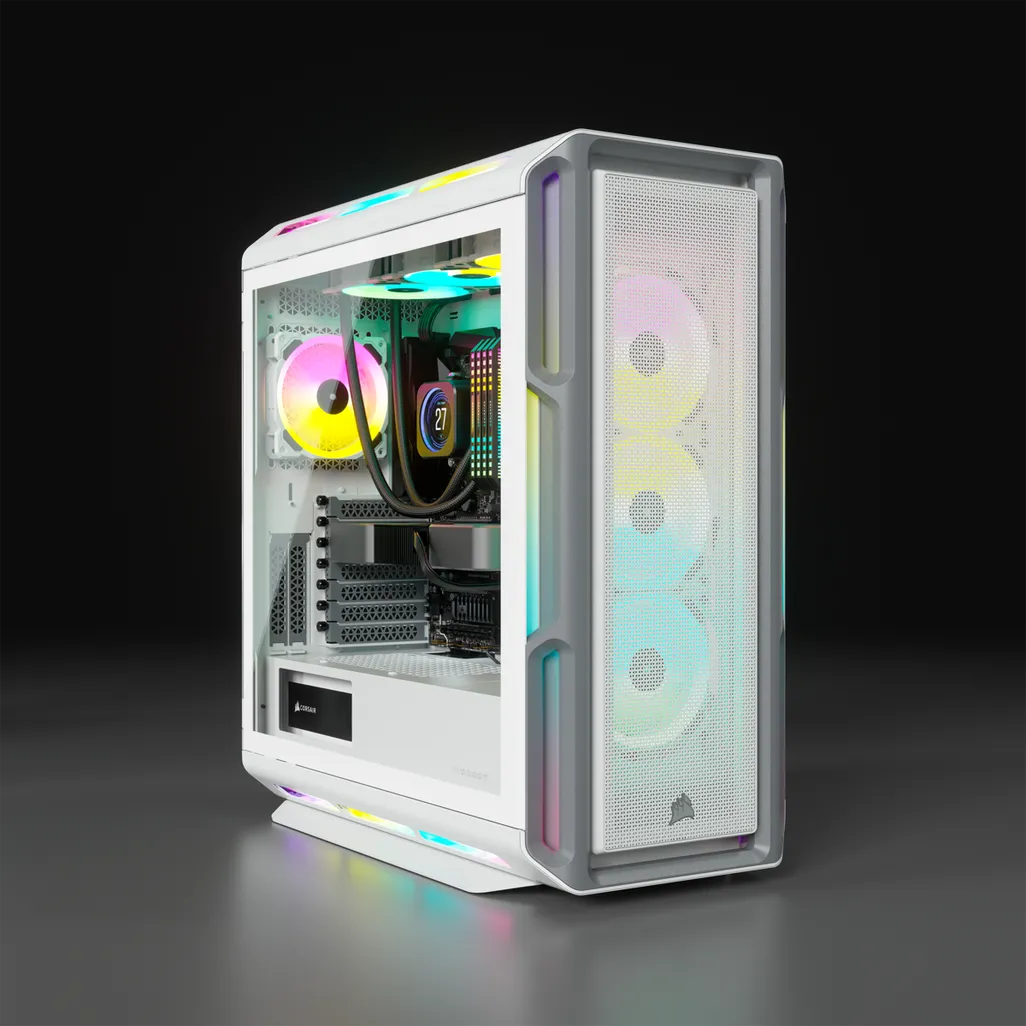 GUNMANSA 5000T RGB White Tempered Glass Mid-Tower; 2x 3.5'' |  4x 2.5'' Drive Bays; Up to 360mm Radiator compatible; 4x 120mm fan incl