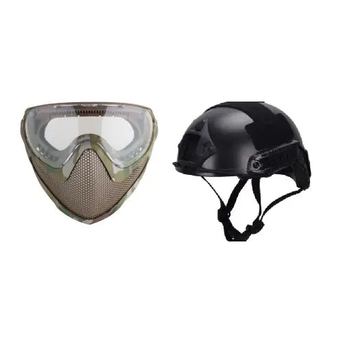 GUNMANSA 6MM Proshop Pilot Mask Multicam With Fastjump Helmet Combo