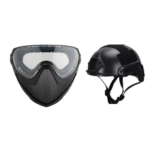 GUNMANSA 6MMPROSHOP PILOT MASK BLACK WITH FASTJUMP HELMET COMBO