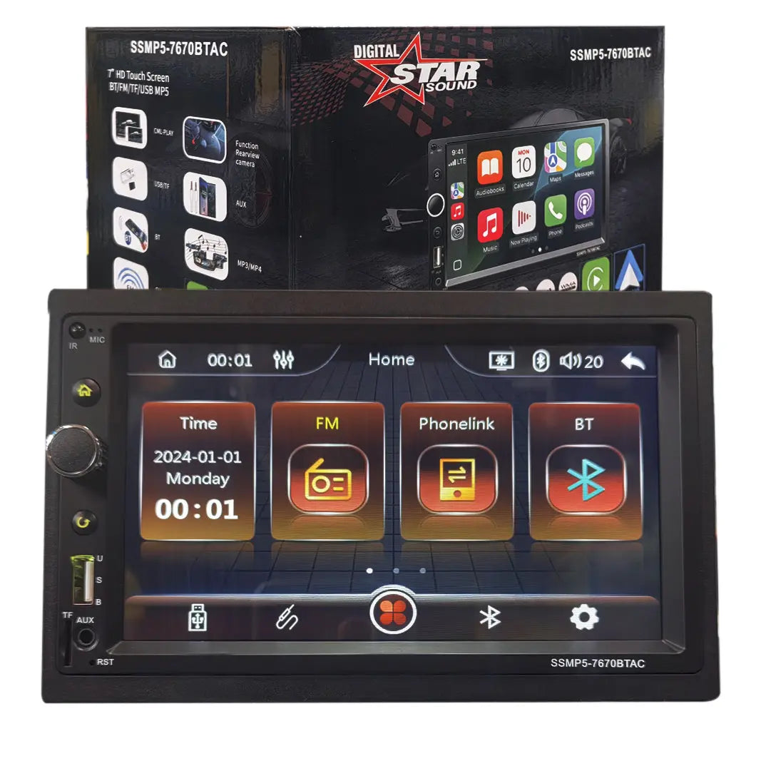 GUNMANSA 7 Inch Star Sound SSMP5-7670BTAC MP5 Double Din With Apple Carplay & Android Auto