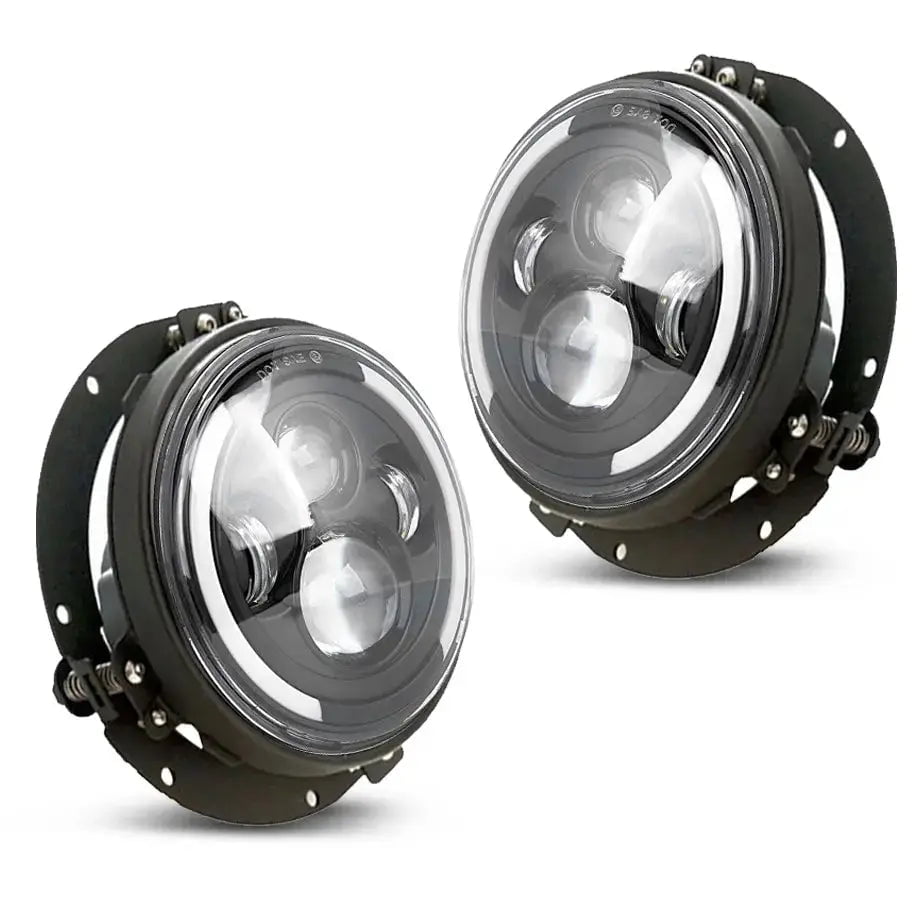 GUNMANSA 7 Inch Universal Jeep Style LED Headlights Plus Mounting Bracket (4-Piece)