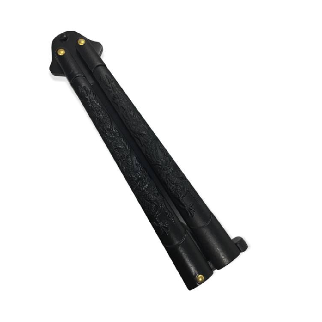 GUNMANSA 7023 BUTTERFLY KNIFE BLACK HANDLE