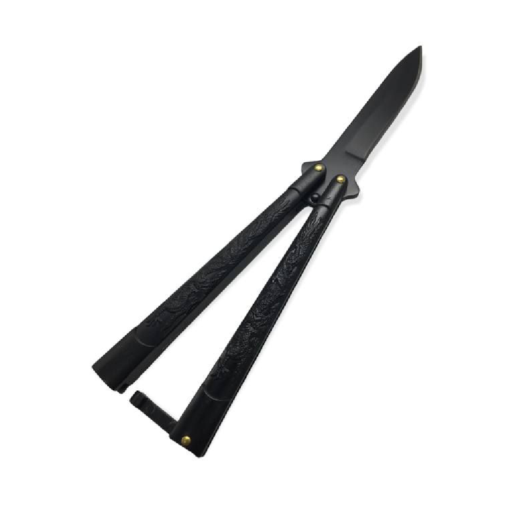 GUNMANSA 7023 BUTTERFLY KNIFE BLACK HANDLE