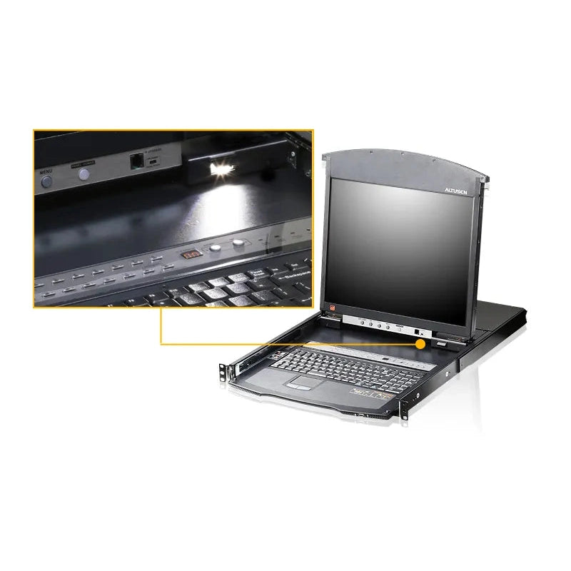 GUNMANSA 8-port 17'' Dual Rail LCD IP Cat5 KVM - D.Rail LCD KVM IP SW. W/(USKB/SPKB)/W/(US/EU) CORD