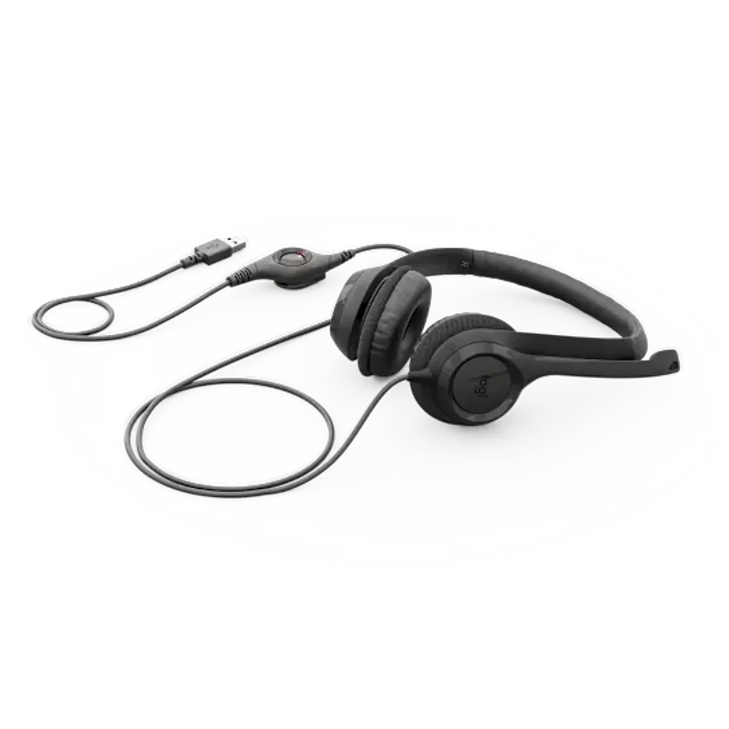 GUNMANSA 981-000406 - Logitech Headset H390 Black USB-A Stereo Internet headset adjustable headband Noise cancelling rotating microphone