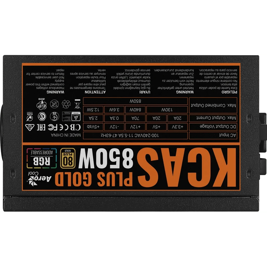 GUNMANSA Aerocool KCAS PLUS Gold 850W RGB PSU