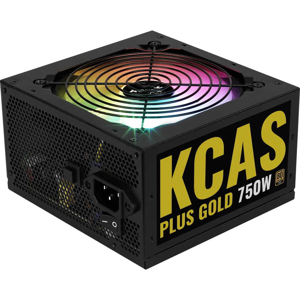 GUNMANSA Aerocool KCAS PLUS Gold750W RGB PSU - ATX 24 PIN; 2x 4+4PIN CPU; 8x SATA; 4x PATA; 3x PCIe 6+2PIN.