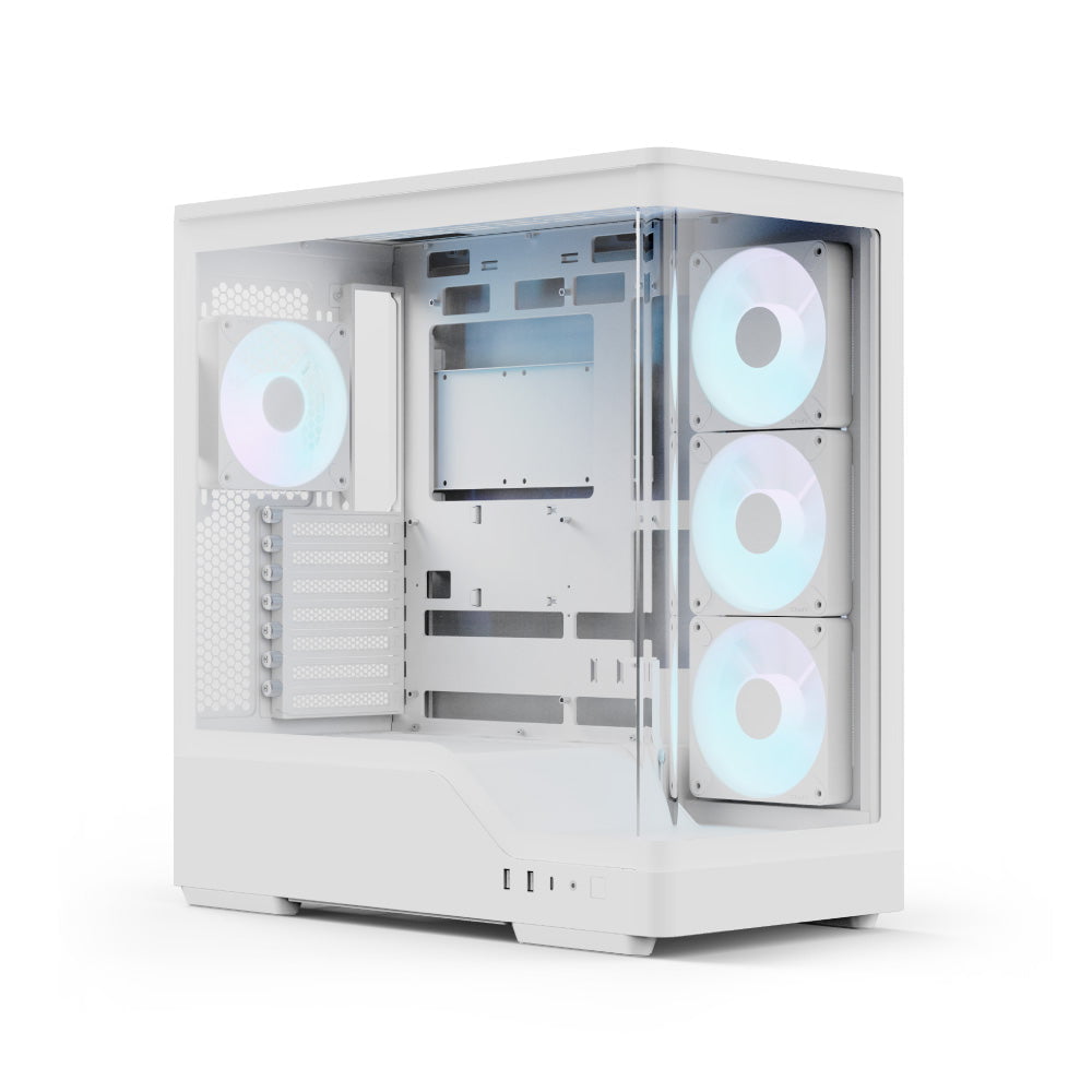 GUNMANSA Aerocool P500A White Mid tower case - Includes 120mm ARGB Fan x 4 and 4-port ARGB control hub - ATX - 3x 2.5'' or 2x3.5'' - 360m