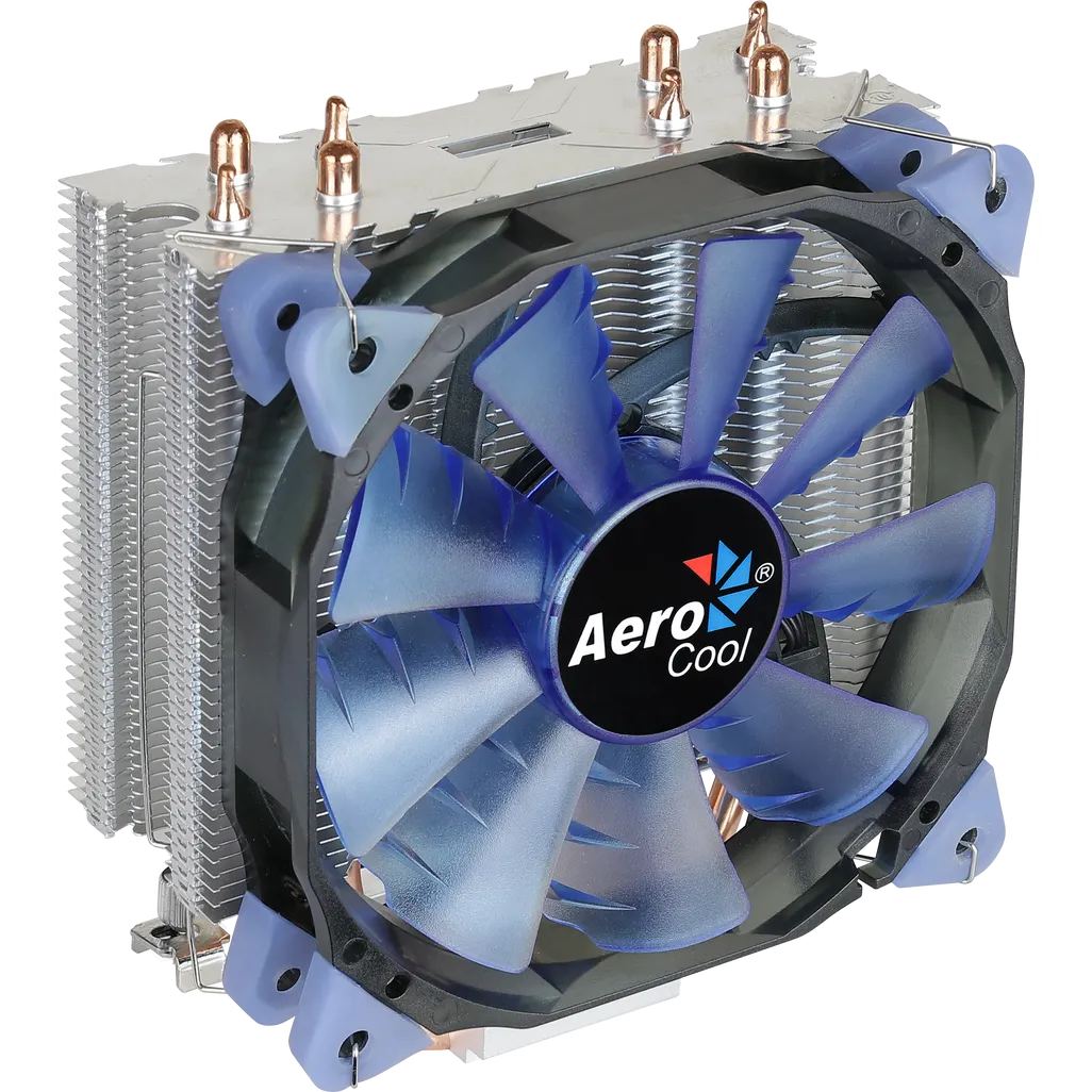 GUNMANSA Aerocool Verkho 4 Lite CPU Air Cooler - Aluminum - (TDP) up to 125W - Blue LED - LGA 1700/1200/115X AM4/AM5.