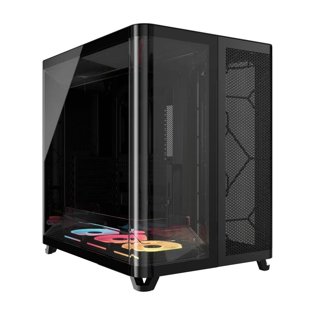GUNMANSA AIR 5400 LX-R RGB iCUE LINK Triple Chamber Mid-Tower PC Case ;3x Fans included;2x 2.5'' ; 1x 3.5'';  Black