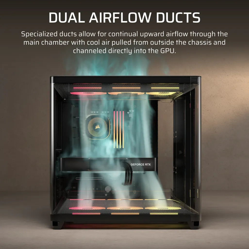 GUNMANSA AIR 5400 LX-R RGB iCUE LINK Triple Chamber Mid-Tower PC Case ;3x Fans included;2x 2.5'' ; 1x 3.5'';  Black