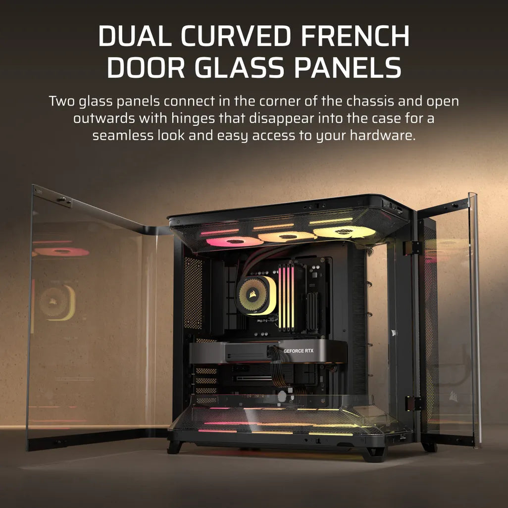 GUNMANSA AIR 5400 LX-R RGB iCUE LINK Triple Chamber Mid-Tower PC Case ;3x Fans included;2x 2.5'' ; 1x 3.5'';  Black