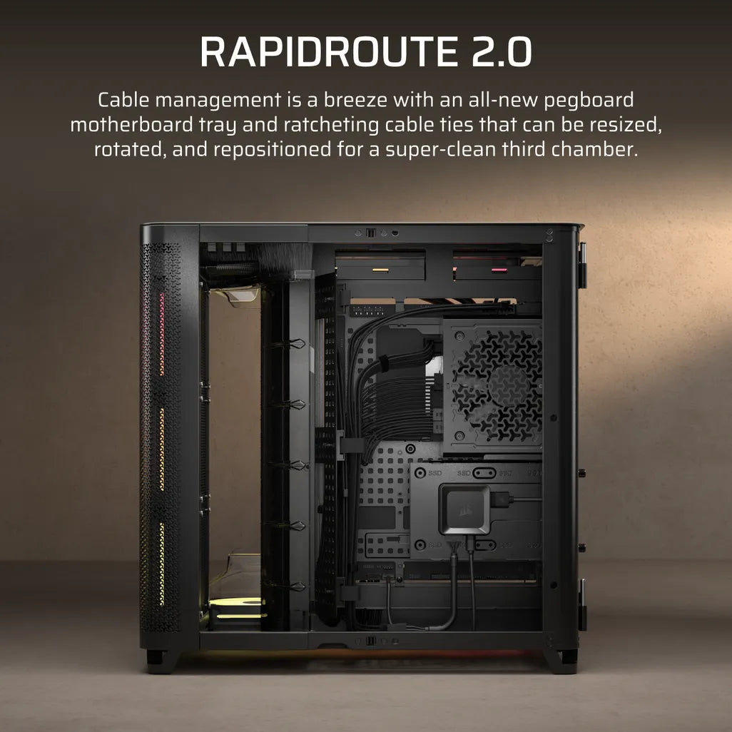 GUNMANSA AIR 5400 LX-R RGB iCUE LINK Triple Chamber Mid-Tower PC Case ;3x Fans included;2x 2.5'' ; 1x 3.5'';  Black