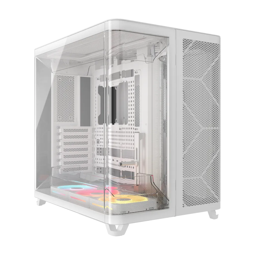 GUNMANSA AIR 5400 LX-R RGB iCUE LINK Triple Chamber Mid-Tower PC Case ;3x Fans included;2x 2.5'' ; 1x 3.5''; White