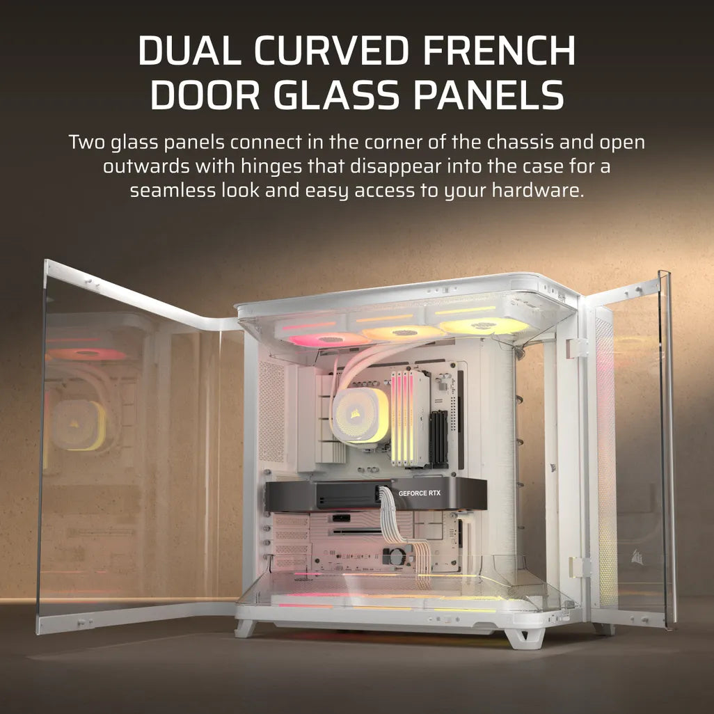GUNMANSA AIR 5400 LX-R RGB iCUE LINK Triple Chamber Mid-Tower PC Case ;3x Fans included;2x 2.5'' ; 1x 3.5''; White