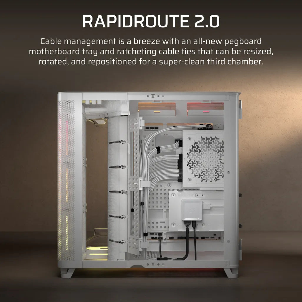 GUNMANSA AIR 5400 LX-R RGB iCUE LINK Triple Chamber Mid-Tower PC Case ;3x Fans included;2x 2.5'' ; 1x 3.5''; White
