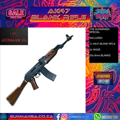 GUNMANSA AK47 BLANK/PEPPER RIFLE SPECIAL 2 MAGS  - GSA