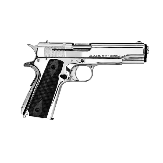 GUNMANSA AKSA AK1911 Chrome|Black Blank/Pepper Gun (Semi Auto/9+1/9mm PAK) - GSA