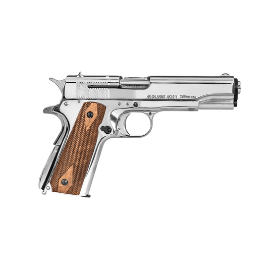 GUNMANSA AKSA AK1911 Chrome|Brown Blank/Pepper Gun (Semi Auto/9+1/9mm PAK) - GSA