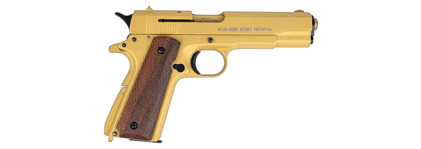 GUNMANSA AKSA AK1911 Gold Blank/Pepper Gun (Semi Auto/9+1/9mm PAK) SPECIAL - GSA