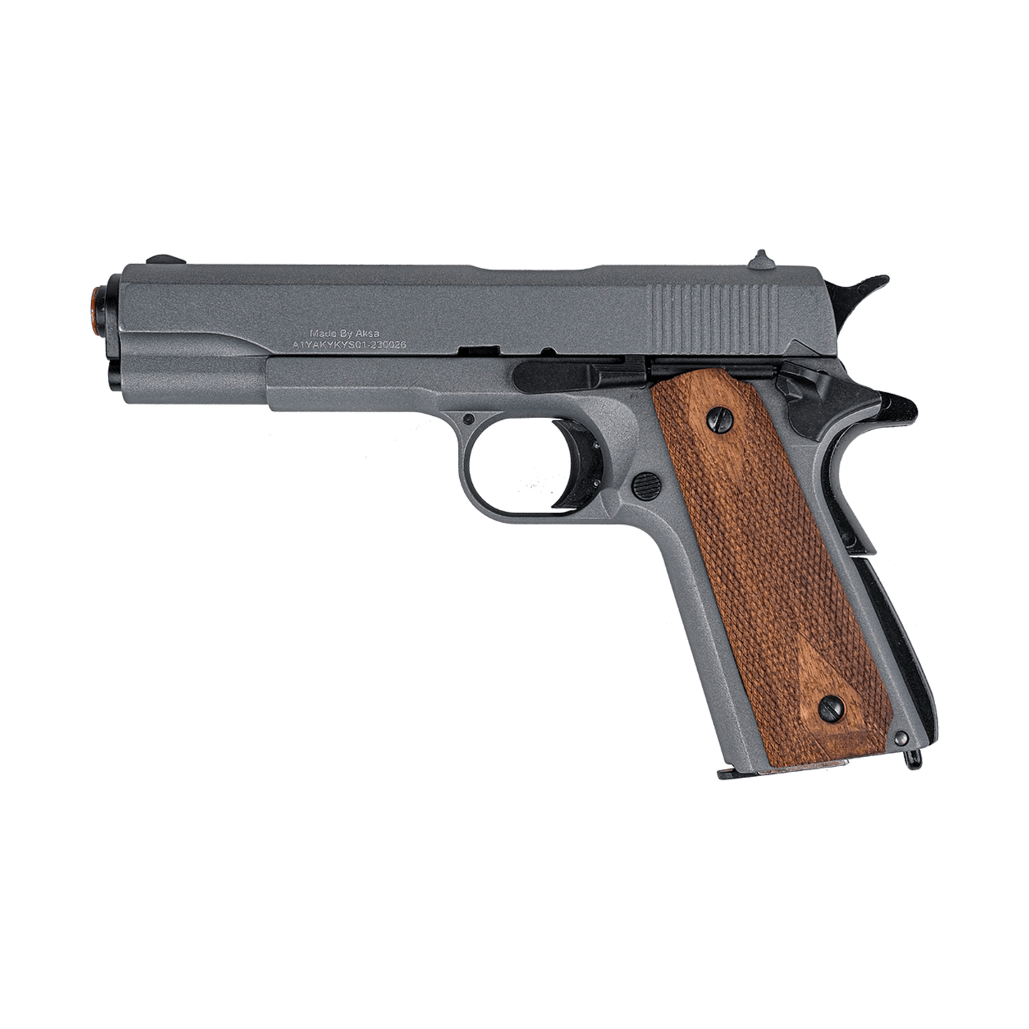 GUNMANSA AKSA AK1911 Mat Chrome Blank/Pepper Gun (Semi Auto/9+1/9mm PAK) - GSA