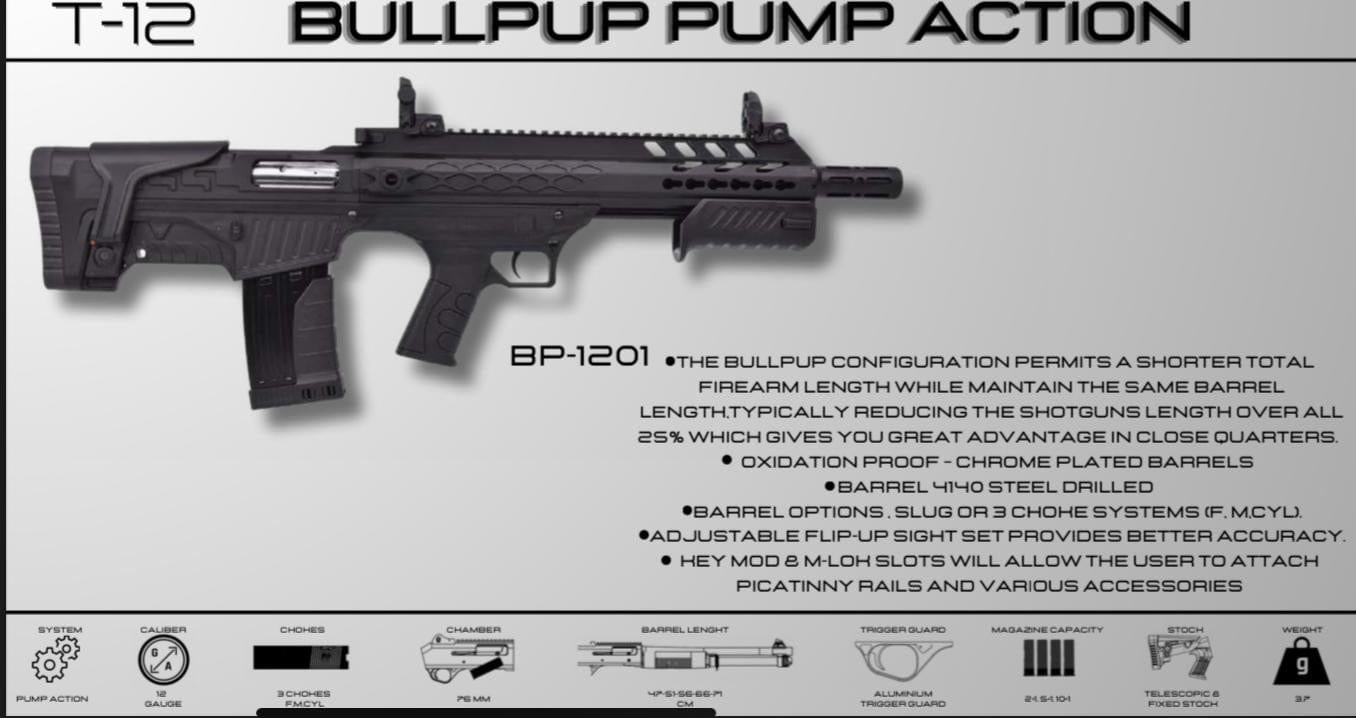 GUNMANSA Aksa Arms T12 BullPup Blank Shotgun (Pump Action/5+1/9mm Pak(12G) SPECIAL - GSA