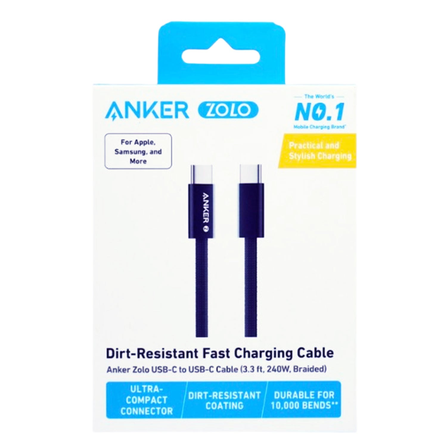 GUNMANSA Anker USB C-USB C 1 Metre Fast Charging 240W Braided Cable - Black