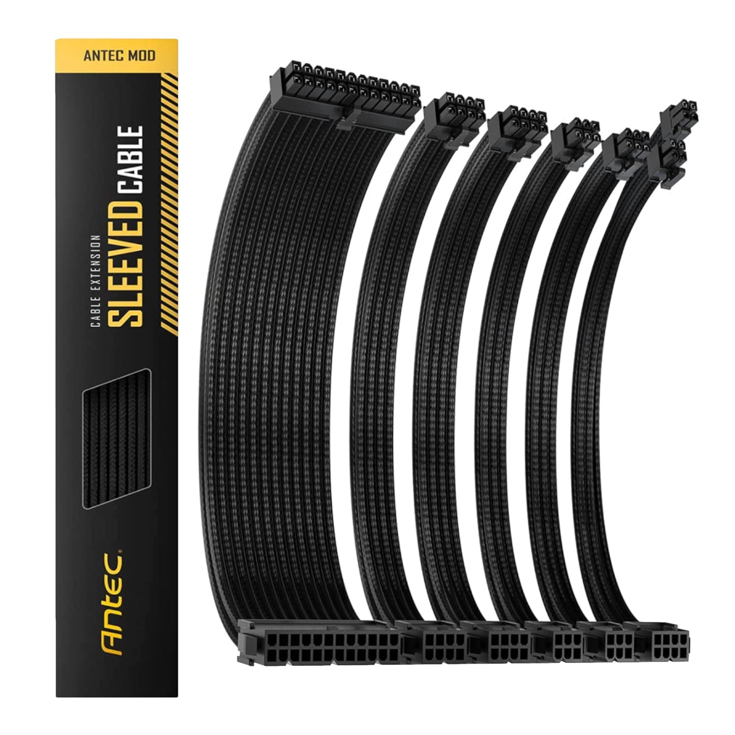 GUNMANSA Antec 300mm Sleeved Braided Power Extension Cable Kit - Black 