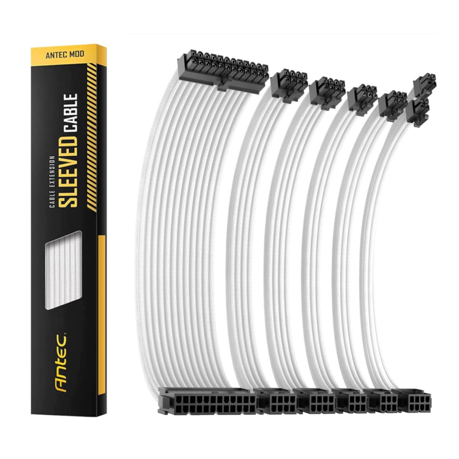 GUNMANSA Antec 300mm Sleeved Braided Power Extension Cable Kit – White