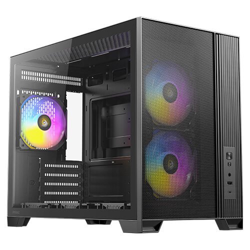 GUNMANSA ANTEC FLUX M 3mm Tempered Glass Side Panel Micro-ATX Case, 6 x 120 Fans Included