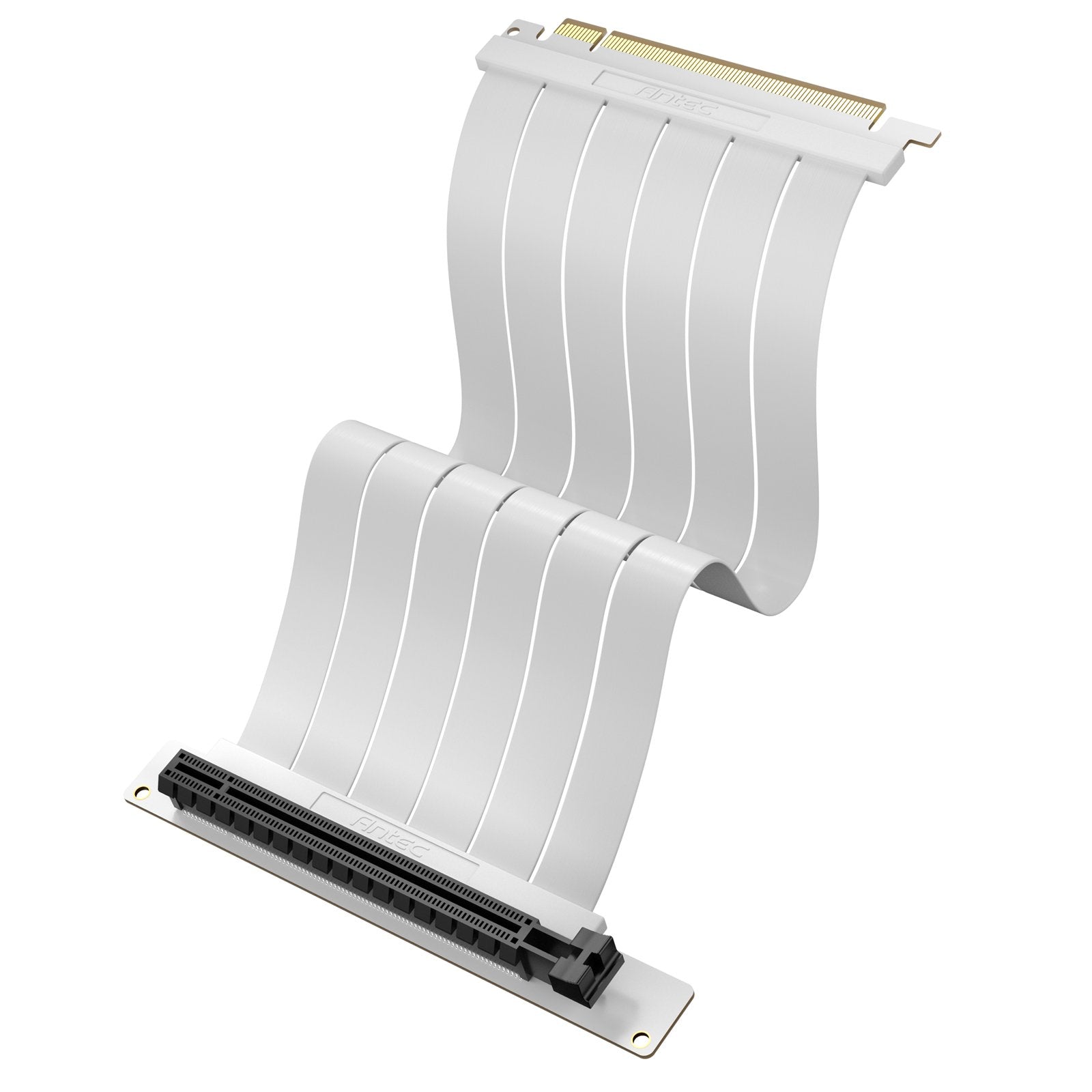 GUNMANSA Antec PCI-E 4.0 AT-RCAB-W200-PCIE4-RTX40 Riser Cable White RTX4090 RX6950XT Tested PCIe 4.0 x16 High Speed Flexible Card Extension Port 90 Degree Adapter Black 200mm Compatible with RTX4090, RTX4070ti, RTX3090ti, RTX3090