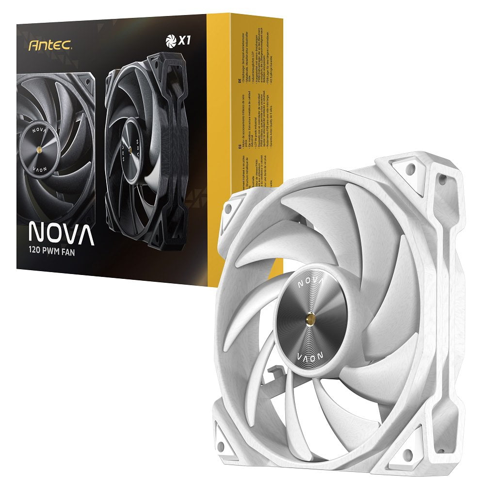 GUNMANSA Antec PWM PC Fans, White 120mm Fan, Premium High-Performance Fan, PWM Case Fan, 3-Phase Speed Control, 3200 RPM, Industrial-Grade LCP Material, Nova Series Single Pack