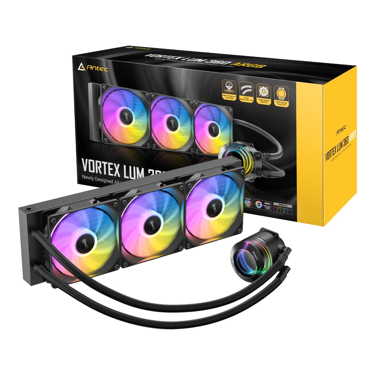 GUNMANSA Antec VORTEX LUM 360 ARGB AIO CPU Liquid Cooler - Black