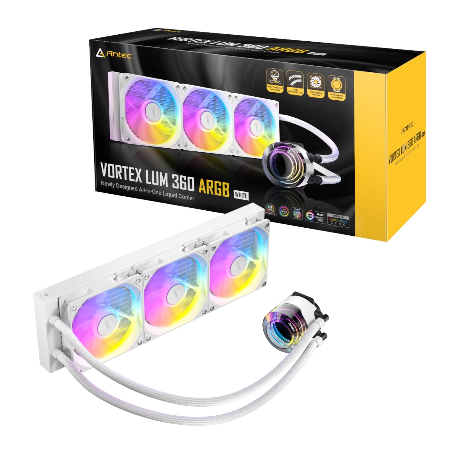 GUNMANSA Antec VORTEX LUM 360 ARGB AIO CPU Liquid Cooler - White