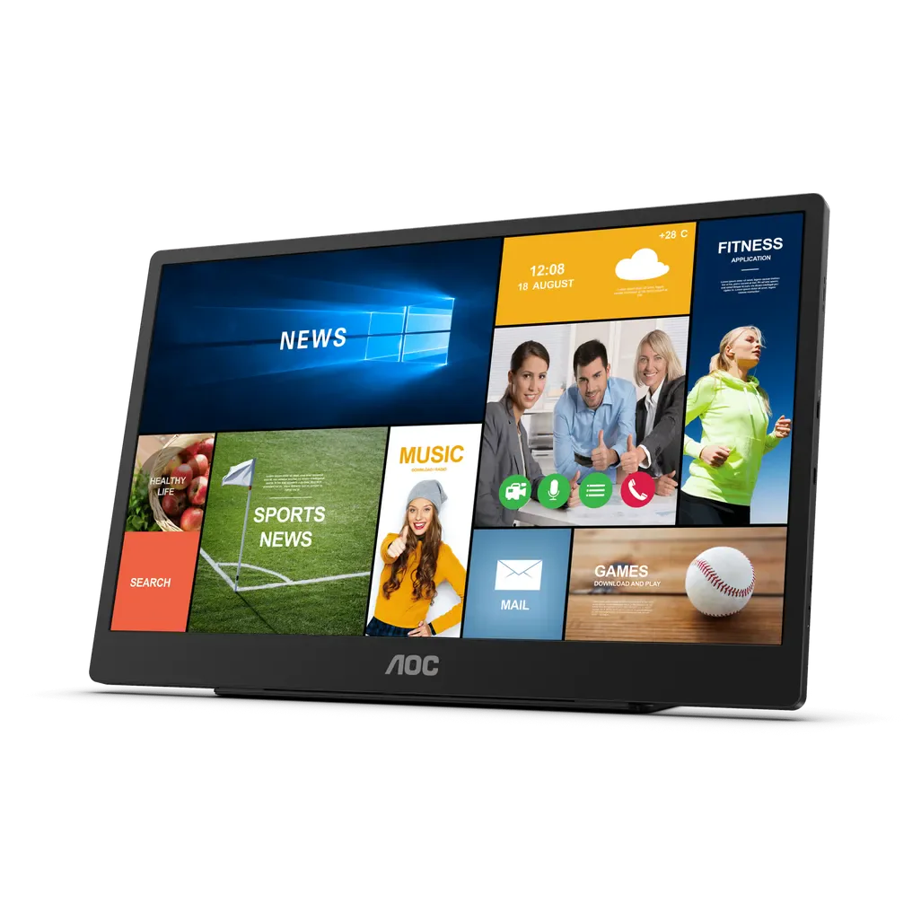 GUNMANSA AOC 16T3E, 39.6 cm (15.6"), 1920 x 1080 pixels, 4 ms, Black