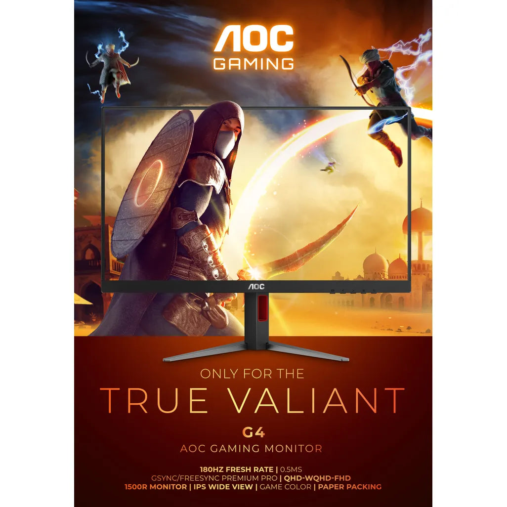 GUNMANSA AOC G4 CQ32G4VE, 81.3 cm (32"), 2560 x 1440 pixels, Quad HD, LCD, 0.5 ms, Black, Grey