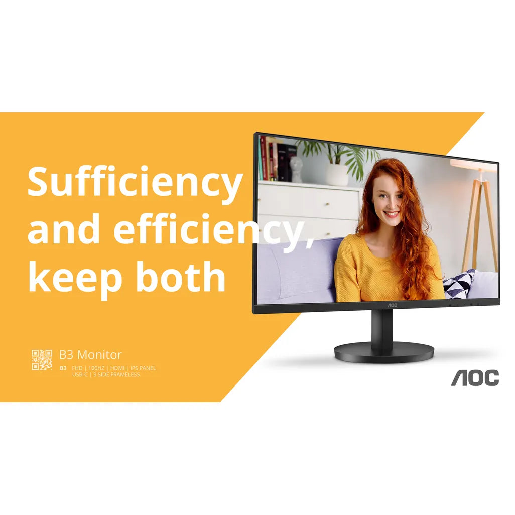 GUNMANSA AOC U27B3CF Monitor 27 inch|IPS 4K UHD 3840x2160 60Hz|USB-C 65w|HDMI DP|300nits|Ergo Stand|Speakers