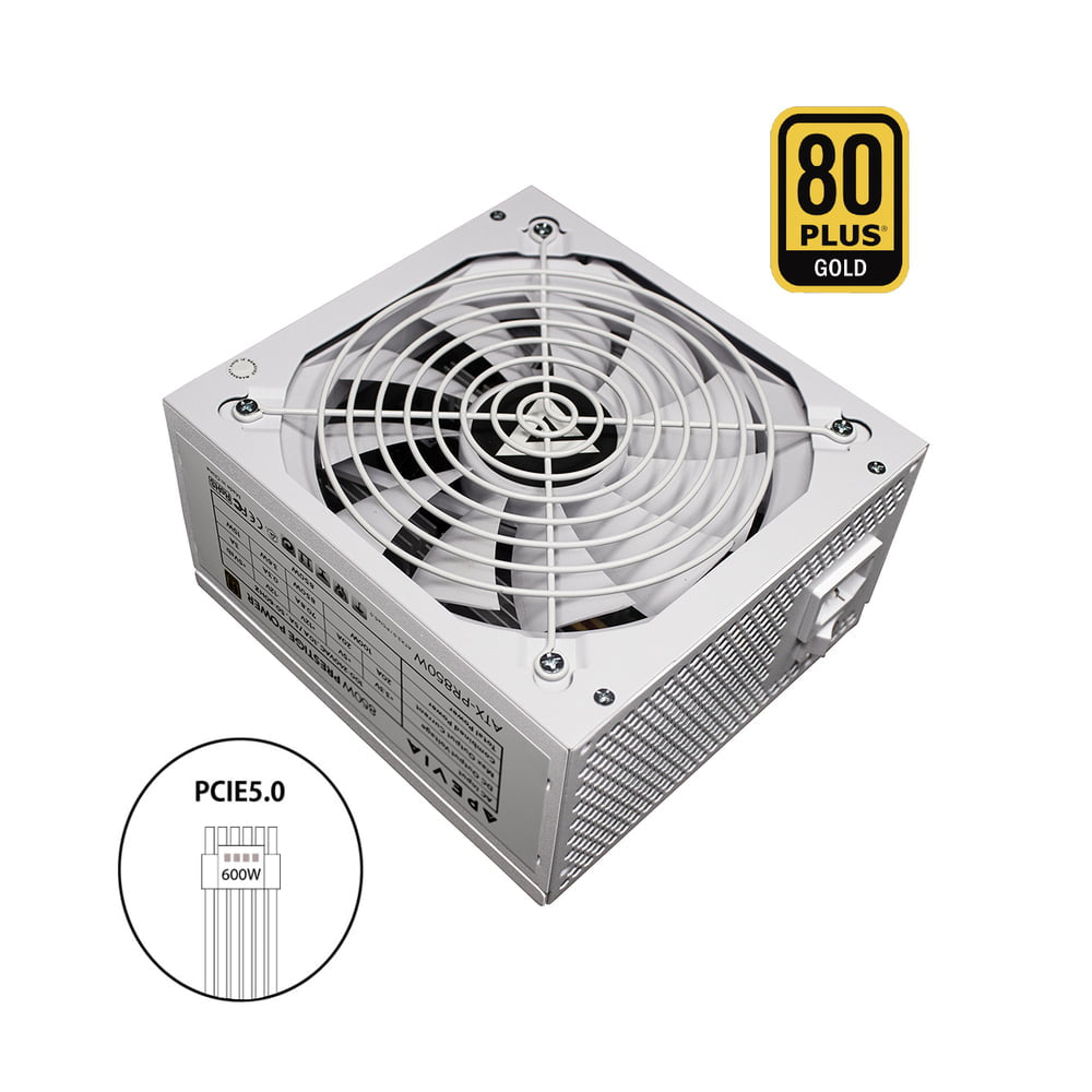 GUNMANSA Apevia ATX-PR850W-WH PCIE 5.0 & ATX 3.0 Prestige 850W 80+ Gold Rated, PCIE 5.0 / Gen 5 12VHPWR Connector, Active PFC ATX Gaming Power Supply White
