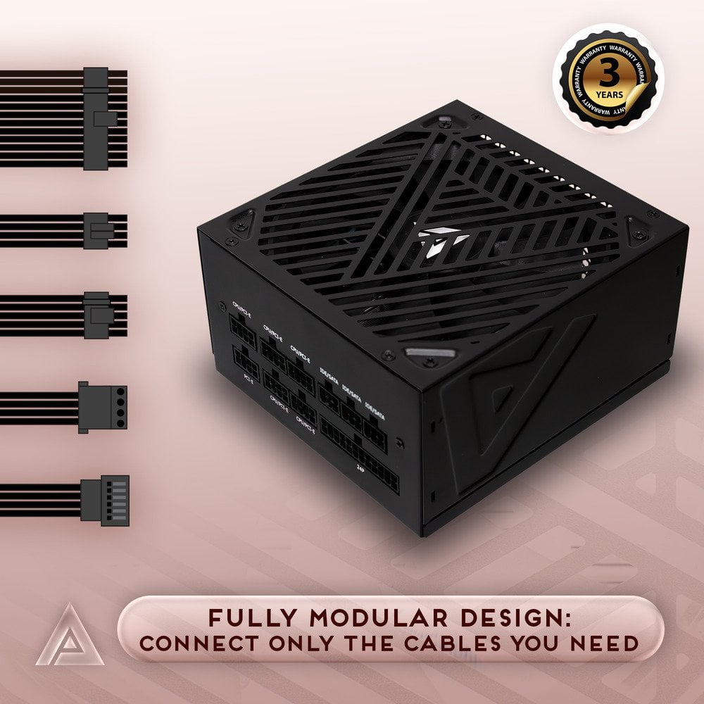 GUNMANSA Apevia ATX-SL650W Soul 650W Fully Modular, ATX Active PFC, DC to DC Converter Design, 140mm Silent Fan, RoHS Compliance, Gaming Power Supply