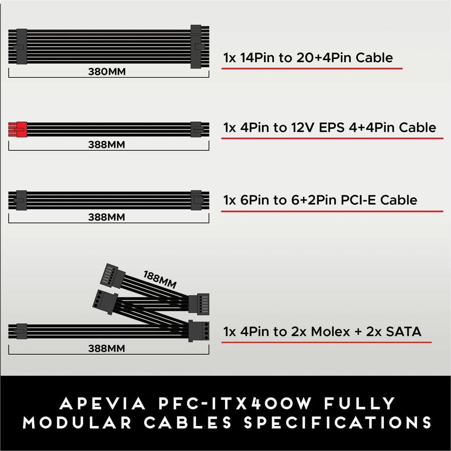 GUNMANSA Apevia ITX-PFC400W 400W Power Supply