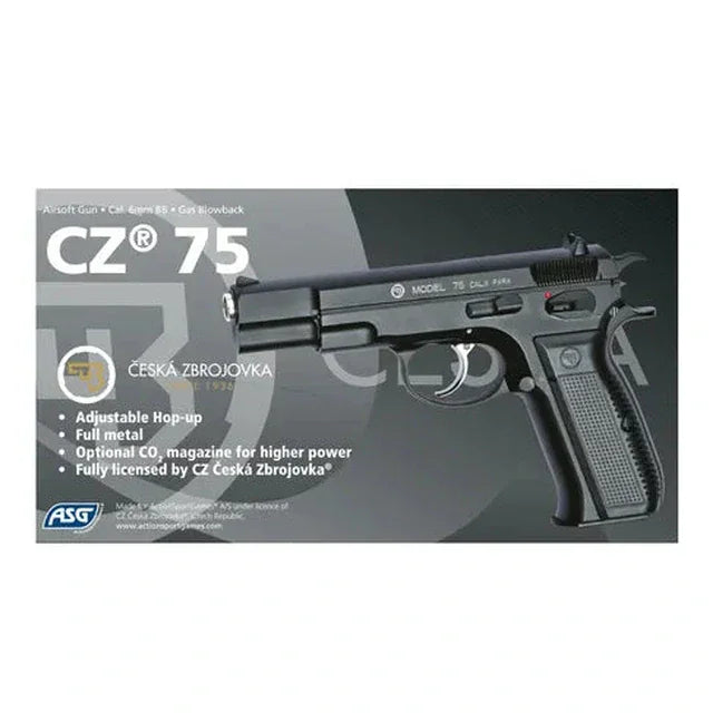GUNMANSA ASG CZ 75 Airsoft Pistol (CO2|Semi Auto|Blowback|24) 17397