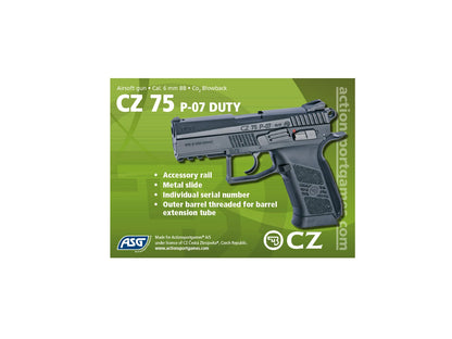 GUNMANSA ASG CZ 75 PO-7 Duty Gas Gun (Semi Auto|Blowback|CO2|20 Rounds|361 FPS|2.1J|4.5mm BB) 16728