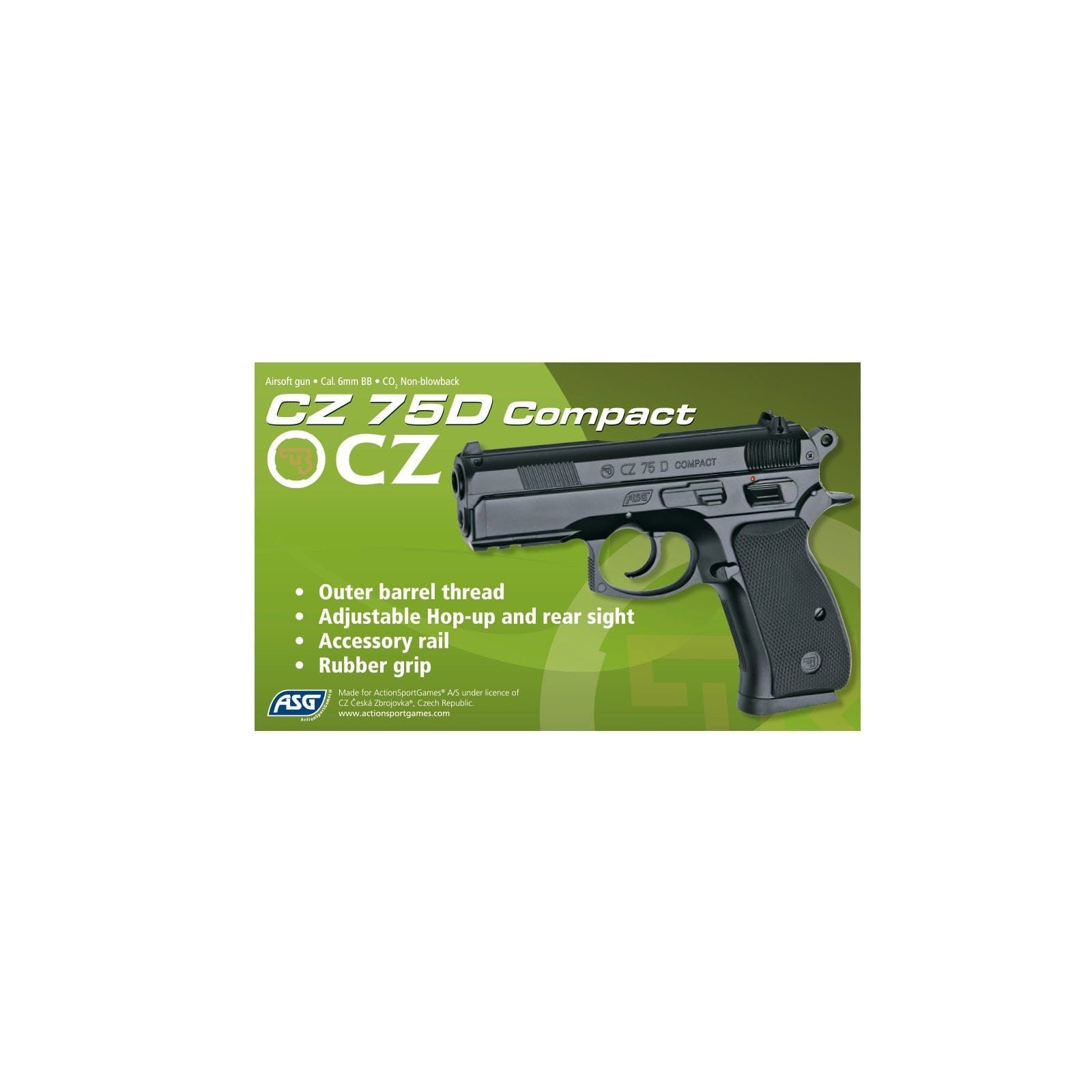 GUNMANSA ASG CZ75 D Compact Gas Gun Combo(Semi Auto|NBB|CO2|16 Rounds|413 FPS|1.6J|4.5mm BB) 16086 - SPECIAL - GSA