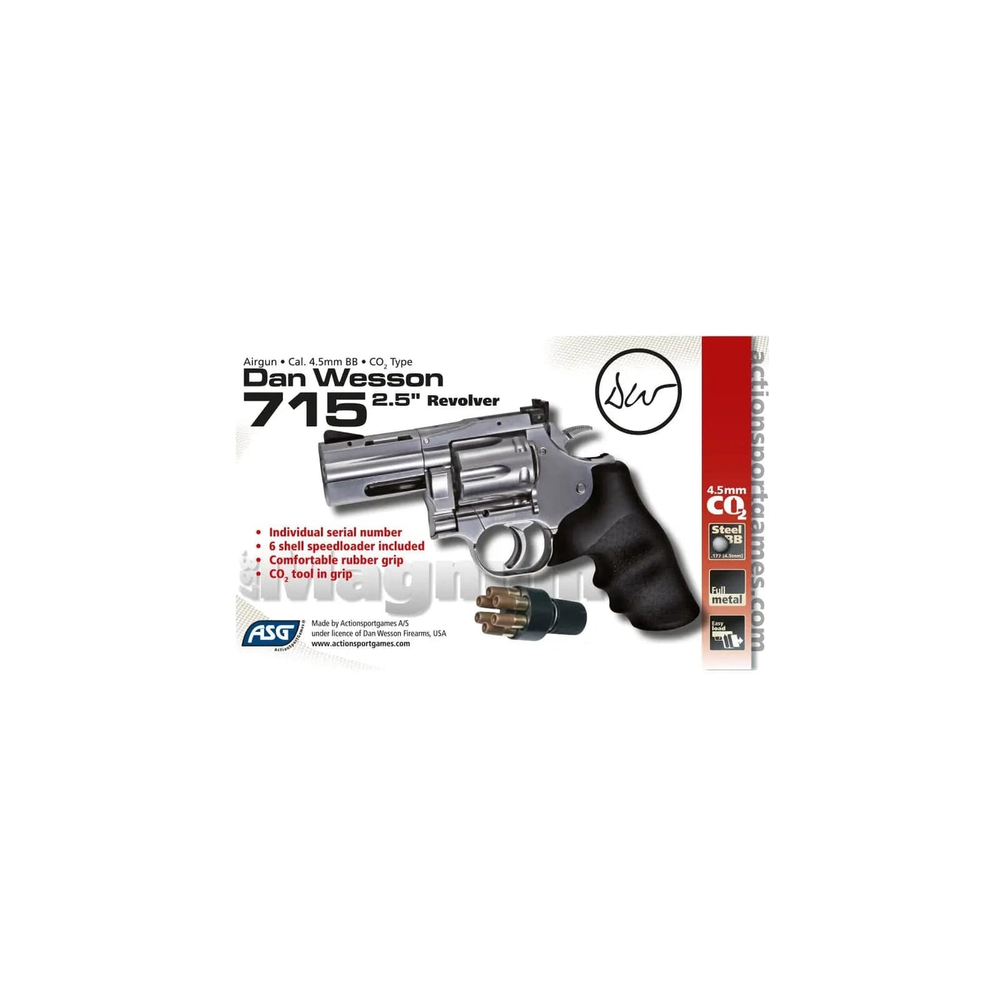 GUNMANSA ASG Dan Wesson 2.5” Gas Gun (Semi Auto|CO2|6 Rounds|328 FPS|2.2J|4.5mm BB/Revolver) - 17177